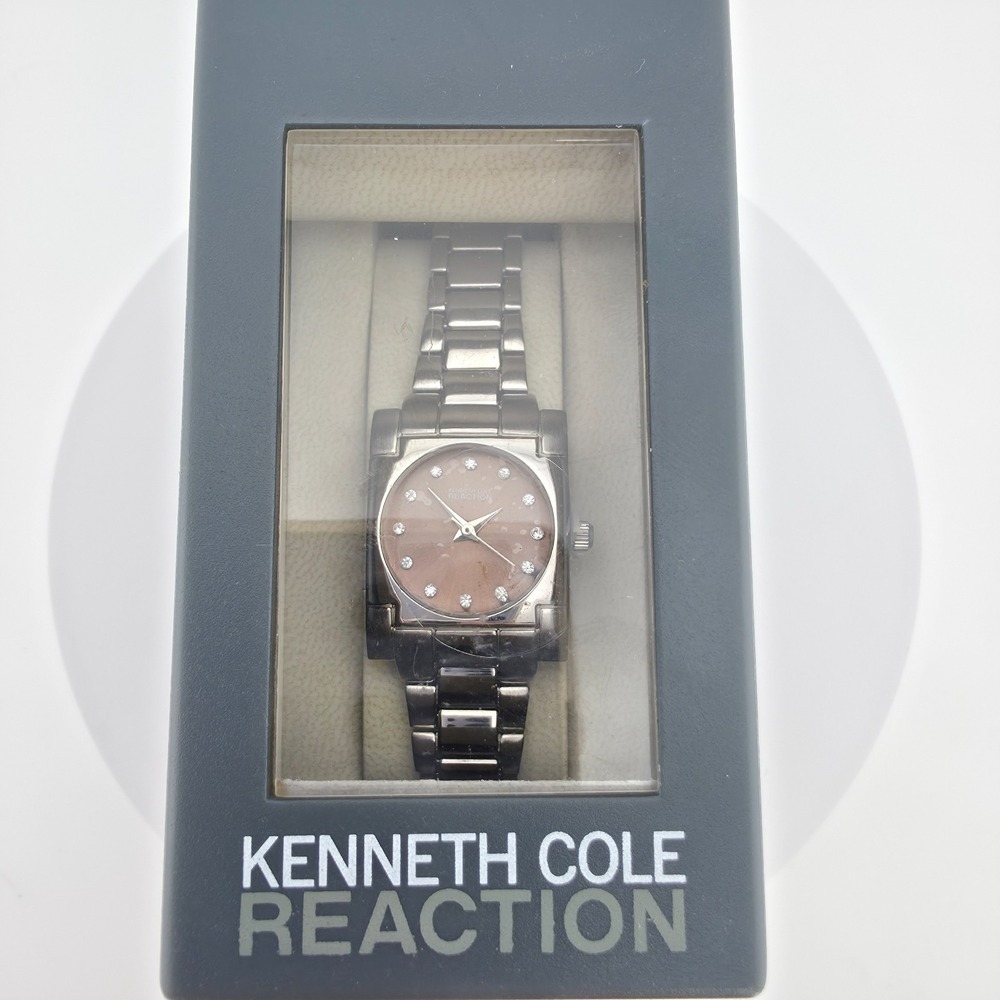 New! KENNETH COLE REACTION Ladies Watch Crystal Indices St. Steel 6.75" In Box